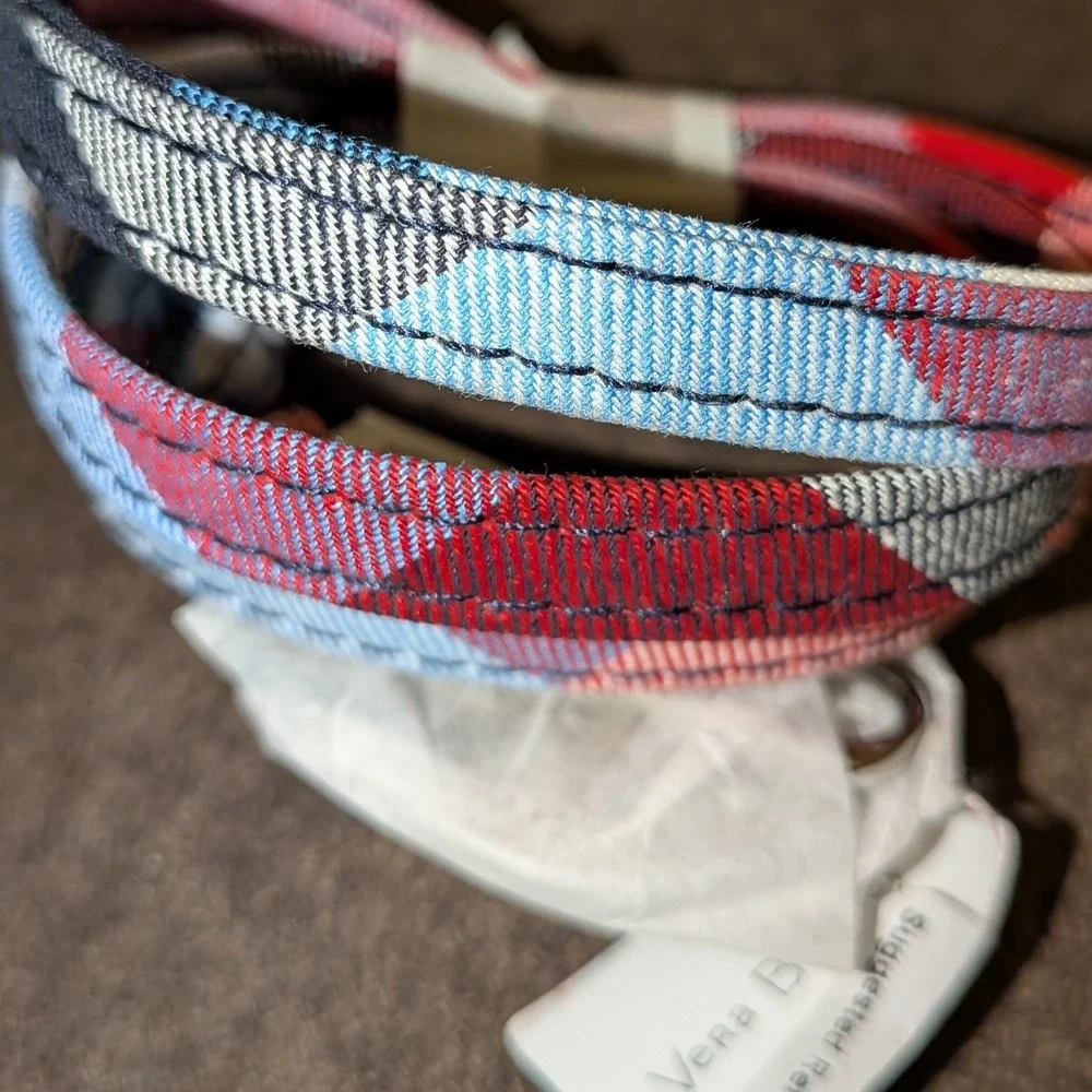Vera Bradley Patriotic Plaid Lanyard Red White Blue Key ID Holder NEW